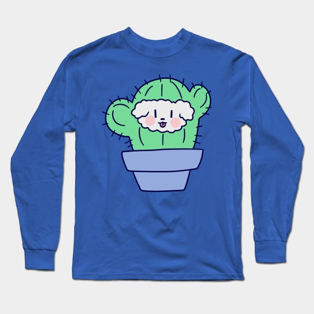 Fluffy Dog Face Cactus Long Sleeve T-Shirt by saradaboru